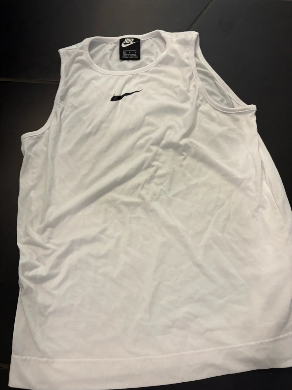 Nike White Athletic Tank with Black Swoosh